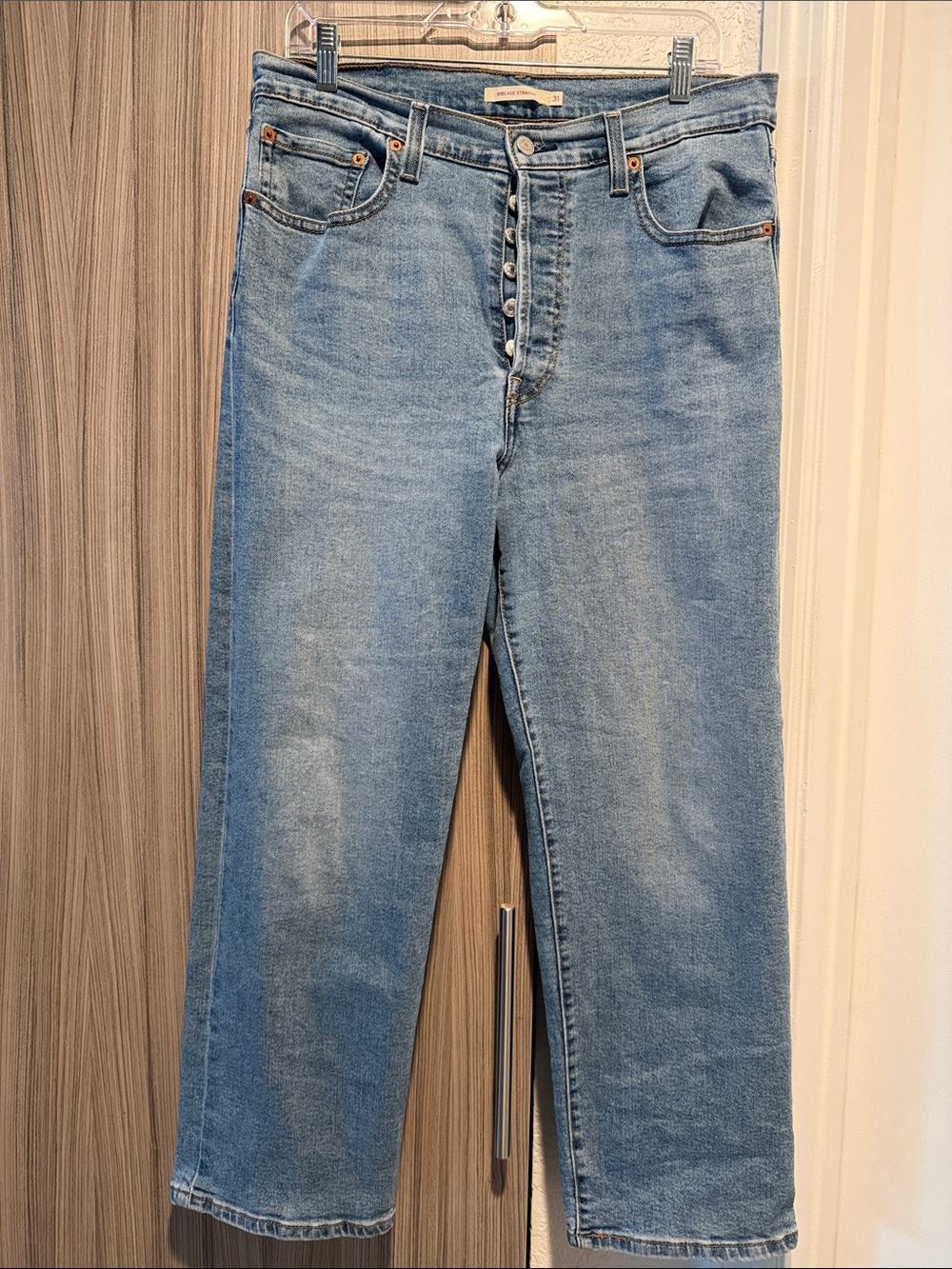Levi's Light Wash Button-Fly Straight Leg Jeans